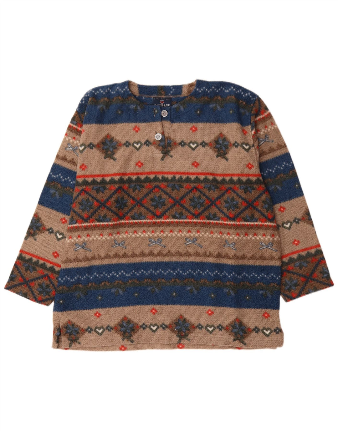 Maglione in pile vintage da uomo grande poliestere Fair Isle multicolore