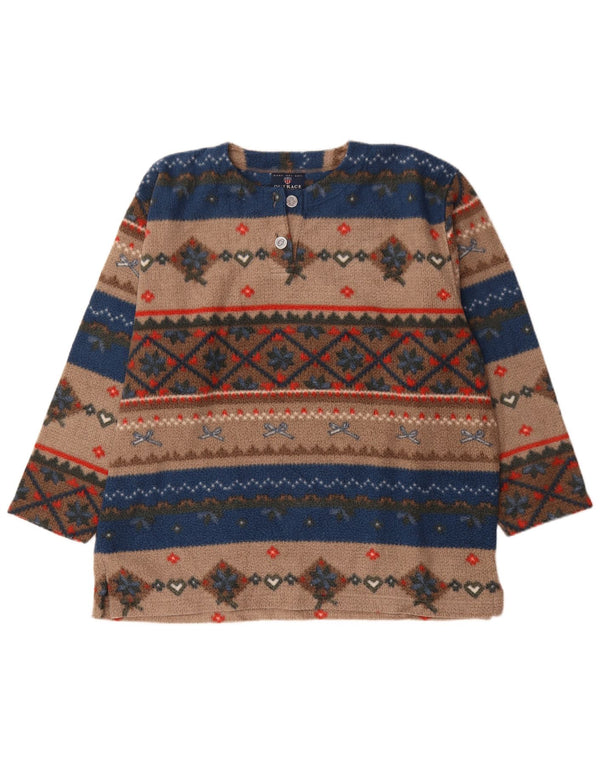 Vintage Mens Fleece Jumper Large Multicoloured Fair Isle Polyester
