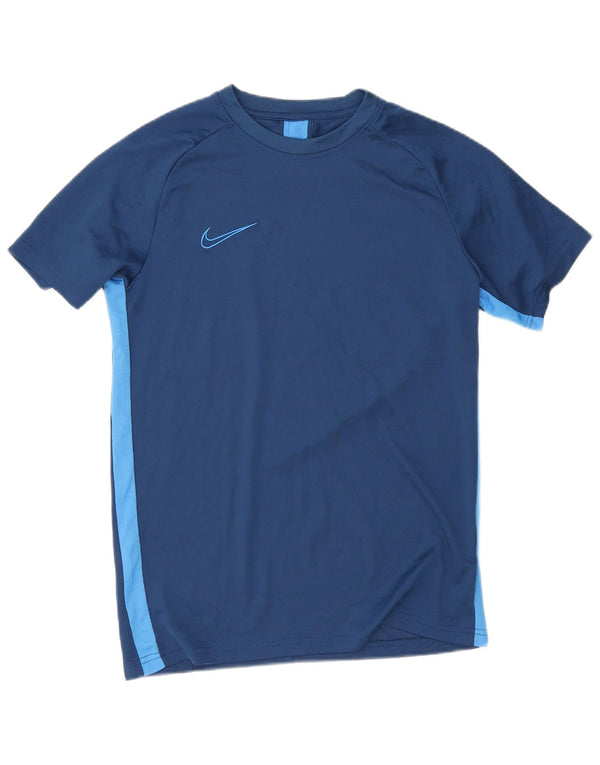 T-shirt Nike da uomo Dri Fit, top in poliestere color block medio blu navy