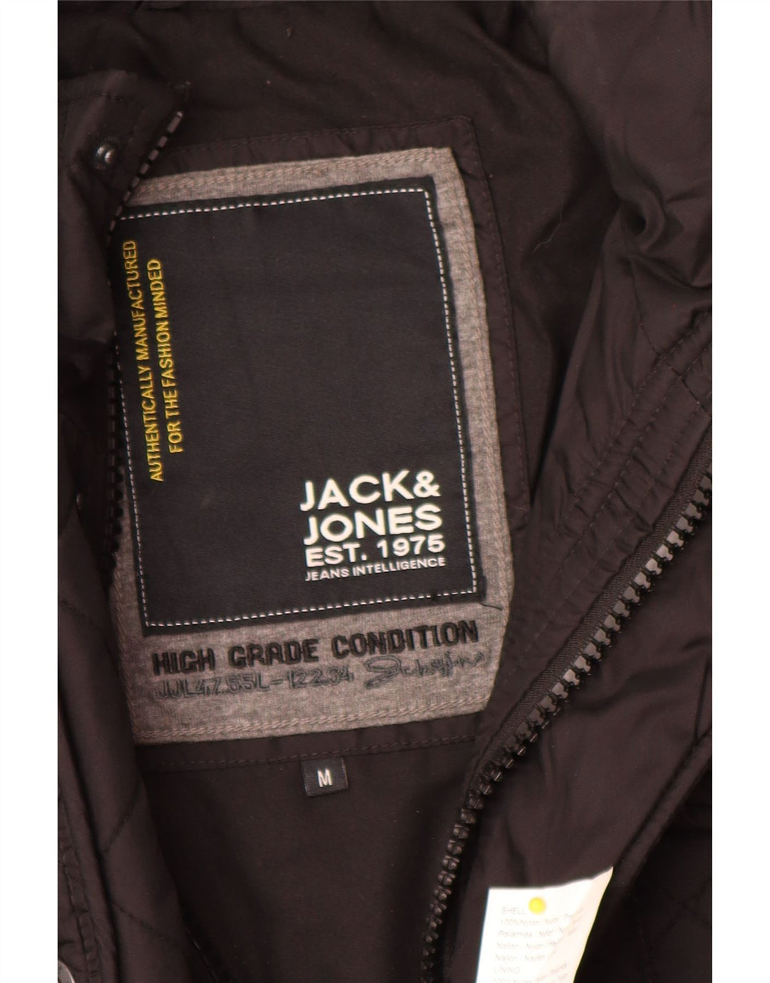 Giacca trapuntata militare da uomo Jack & Jones UK 38 nylon nero medio