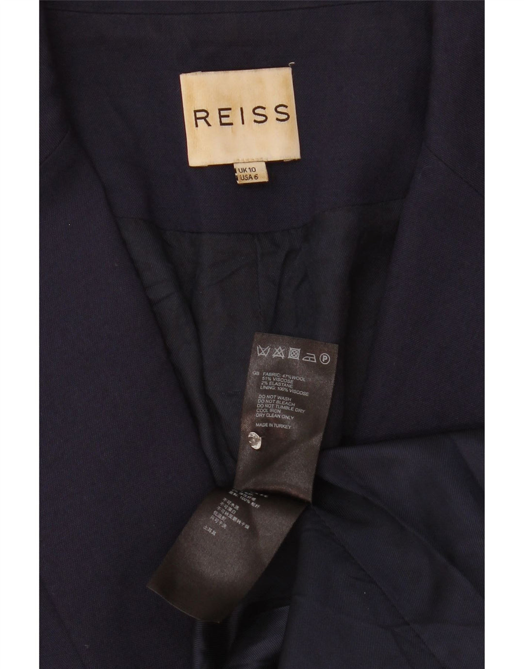 Giacca blazer da donna a 1 bottone Reiss UK 10 piccola in viscosa blu navy