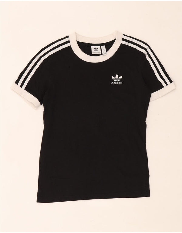 T-shirt da donna Adidas Top UK 4 XS in cotone color block nero