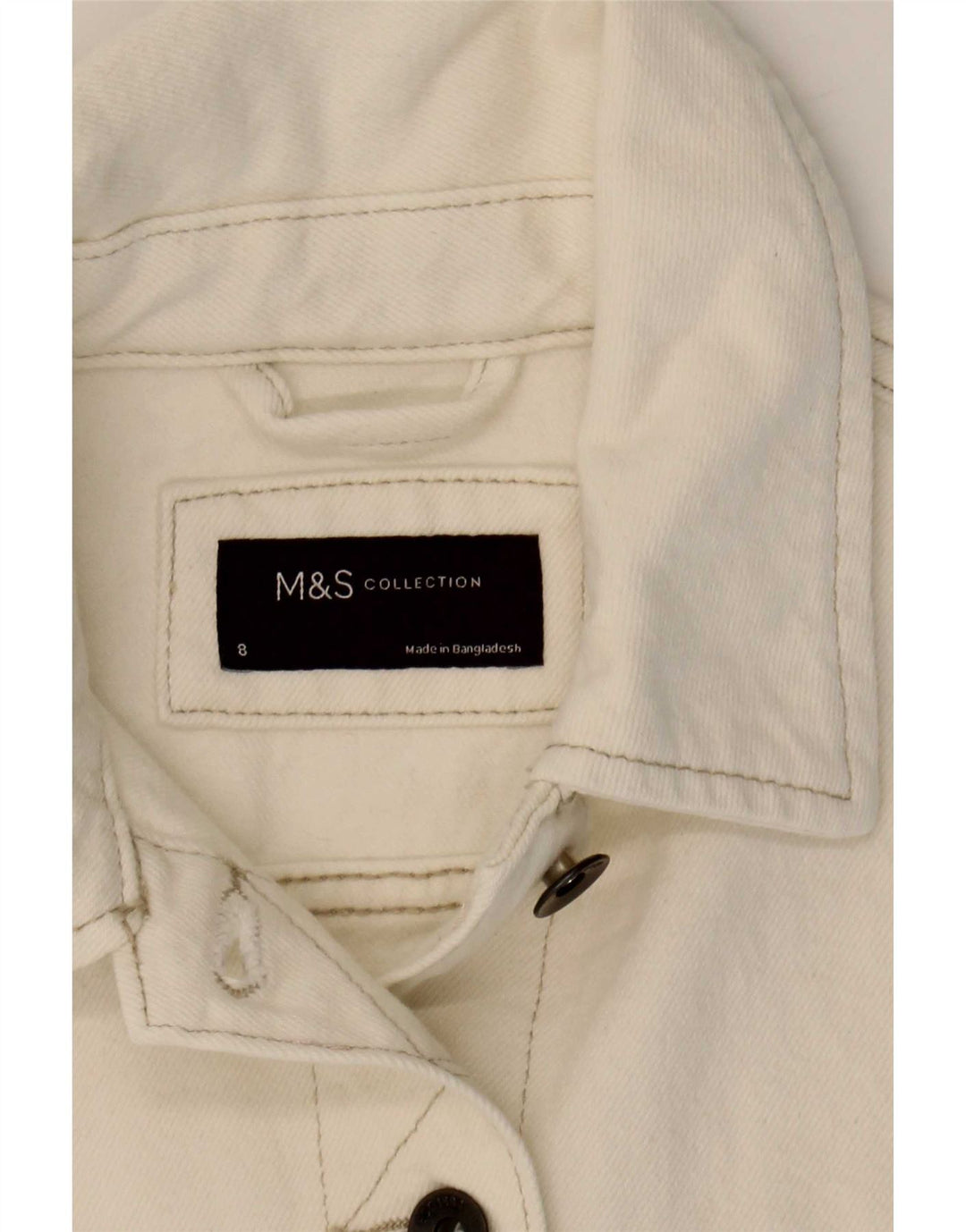 Giacca di jeans da donna Marks & Spencer UK 8 piccola cotone bianco