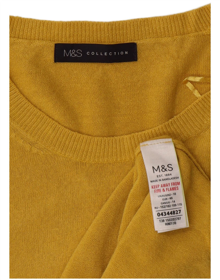 MARKS & SPENCER Maglione girocollo da donna UK 18 XL Acrilico giallo