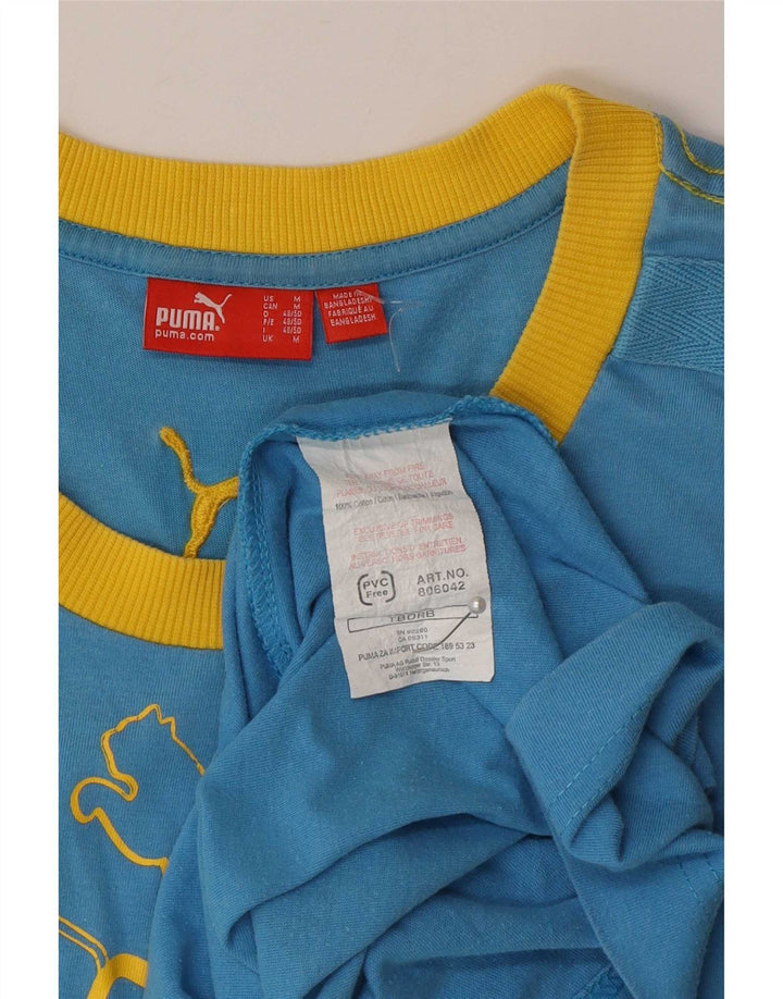Canotta grafica da uomo Puma in cotone color block blu medio