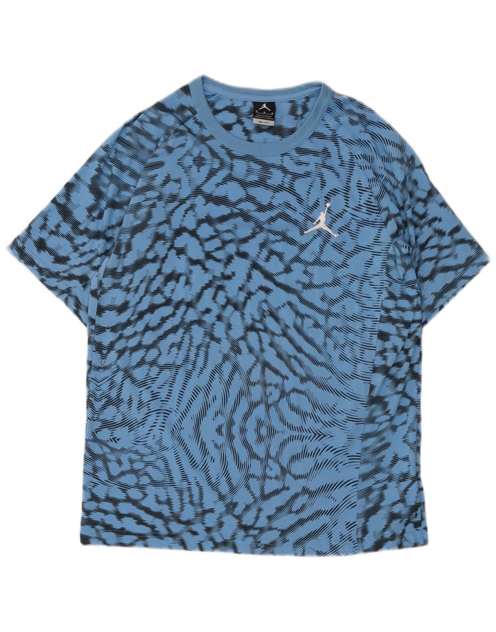 T-shirt Jordan Dri Fit con motivo astratto da uomo in cotone blu medio