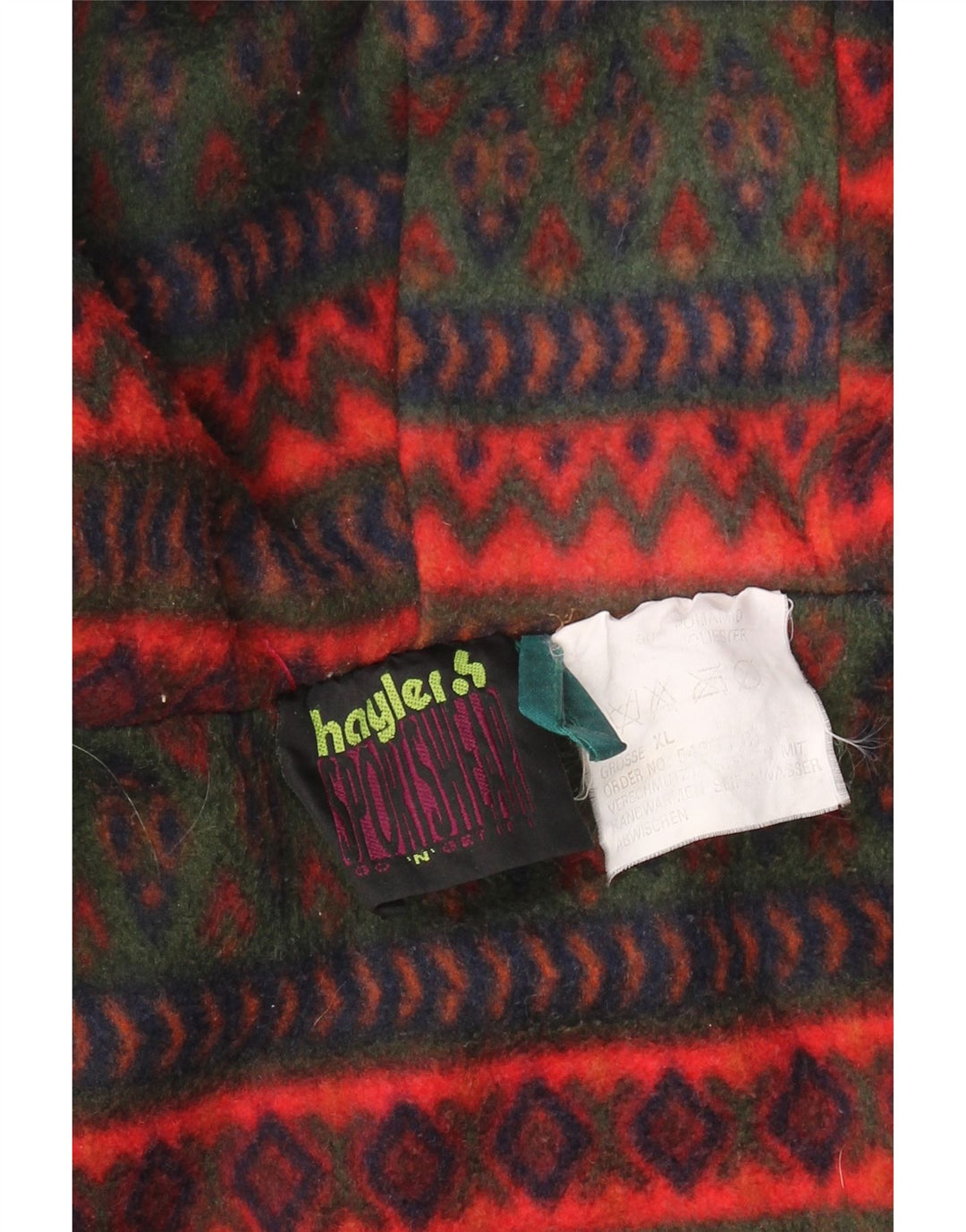 Cappotto giacca a vento con cappuccio grafico da uomo VINTAGE UK 42 XL verde poliammide