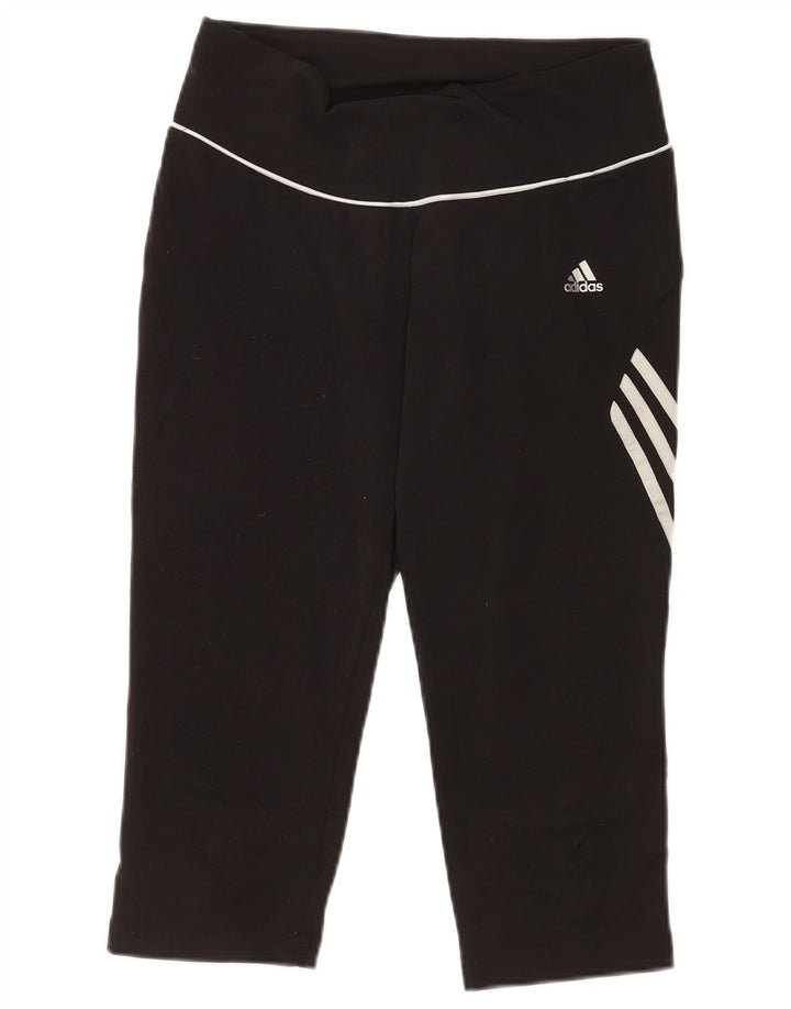 Adidas Capri Leggings da donna UK 14 Medium Nero Poliestere Sport
