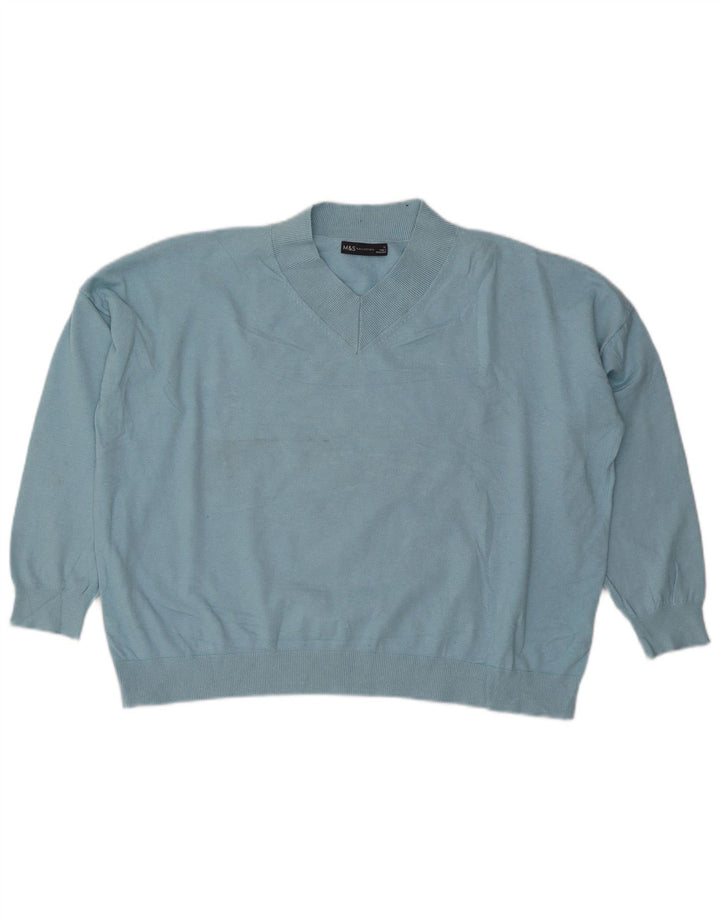 Maglione oversize con scollo a V da donna Marks & Spencer UK 18 XL Blu