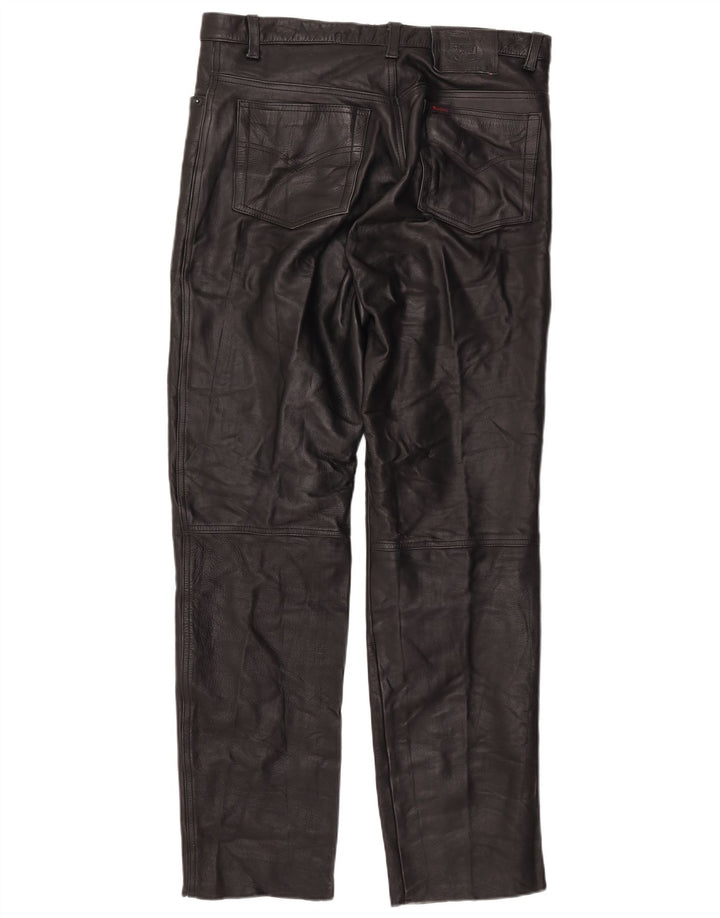 Pantaloni dritti in pelle da uomo MODEKA W37 L33 in pelle nera