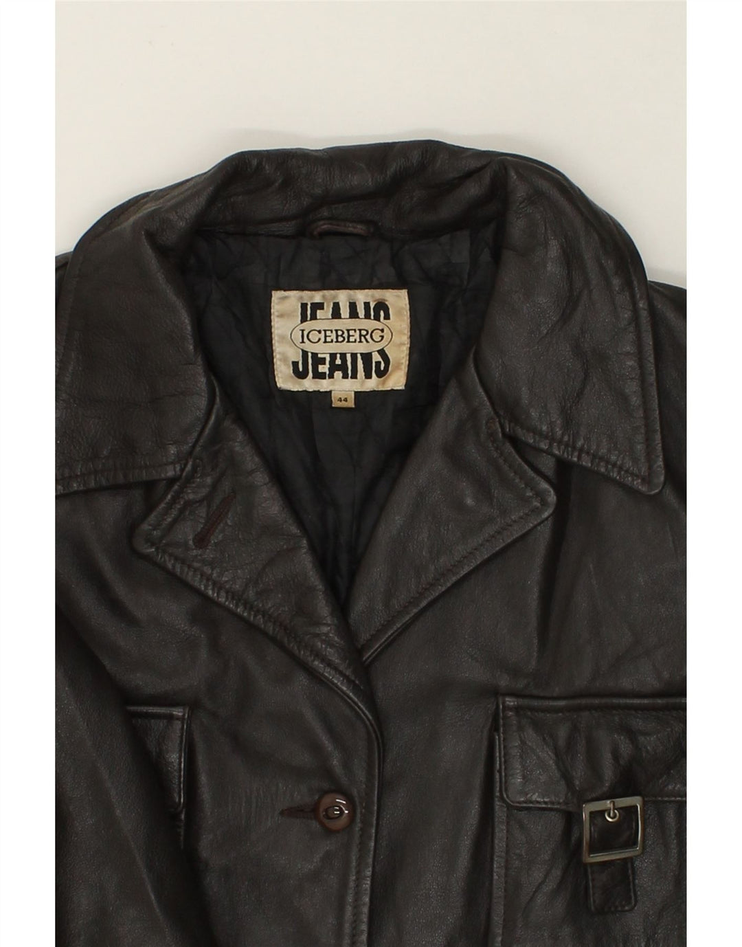 ICEBERG Womens Leather Coat IT 44 Medium Brown Leather Vintage Iceberg and Second-Hand Iceberg from Messina Hembry 