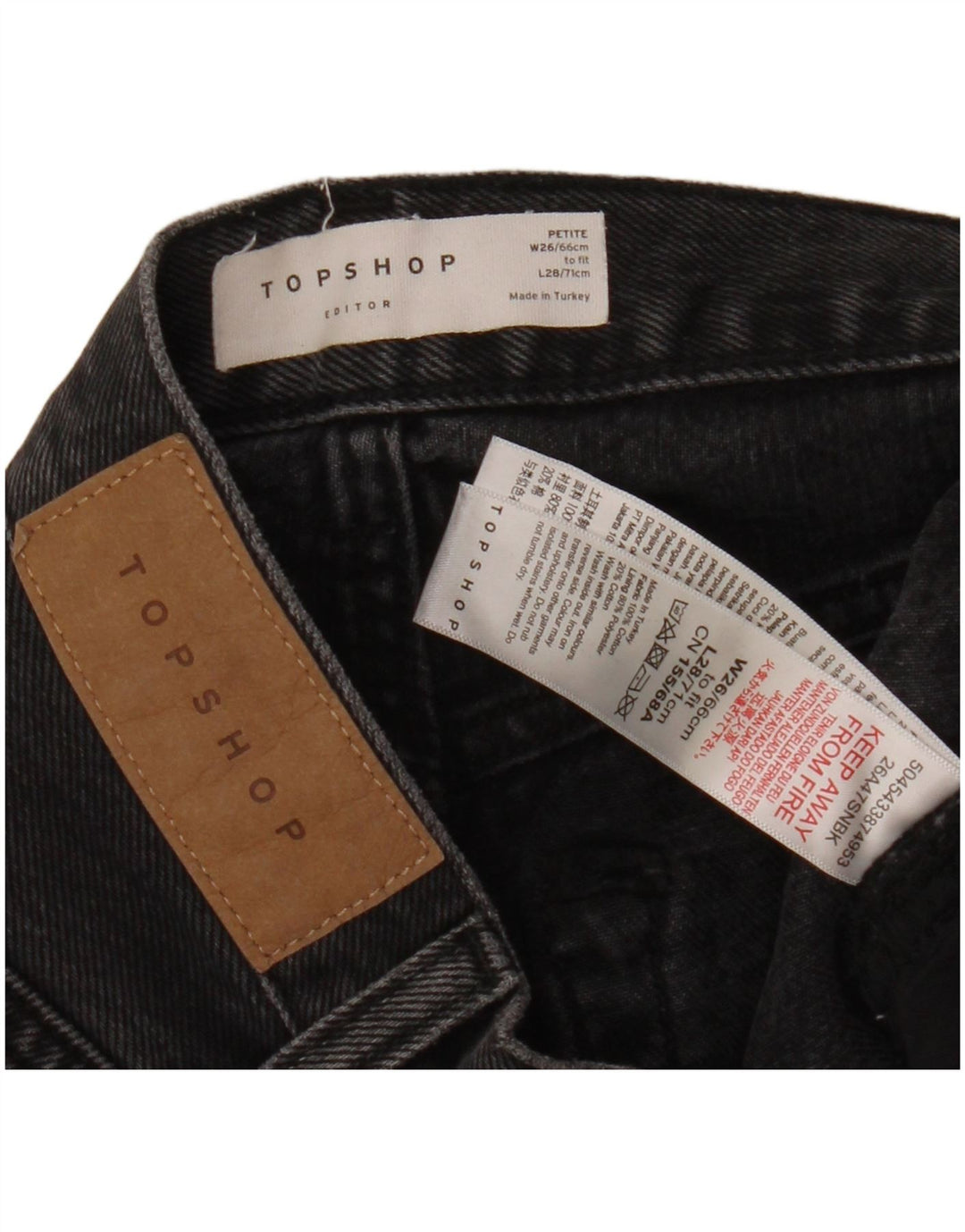 Jeans corti da donna Petite Topshop W26 L23 cotone nero