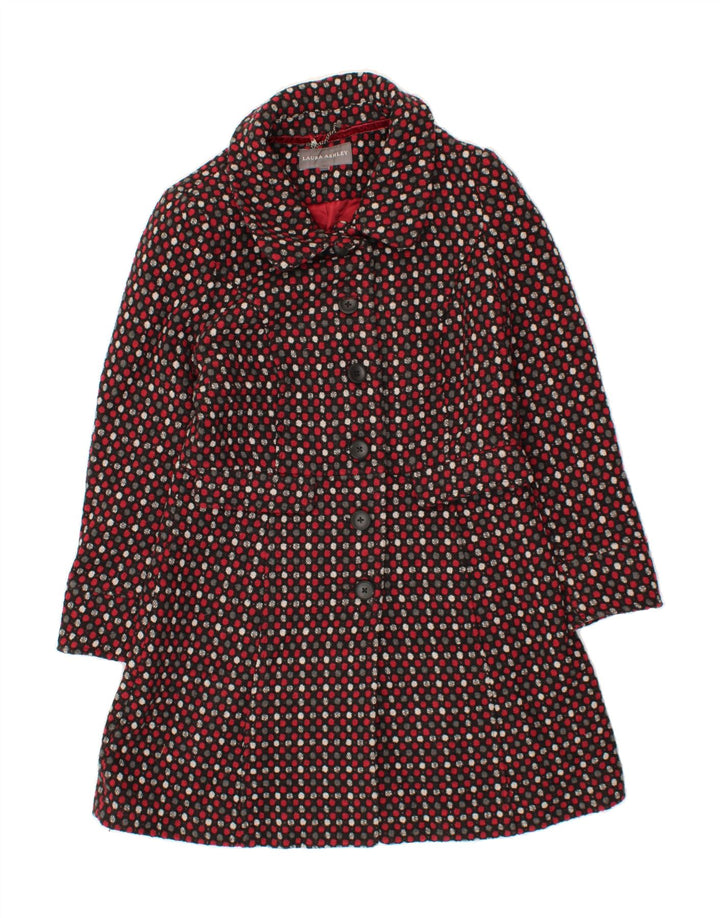 LAURA ASHLEY Womens Overcoat UK 12 Medium  Red Polka Dot Polyester Vintage Laura Ashley and Second-Hand Laura Ashley from Messina Hembry 