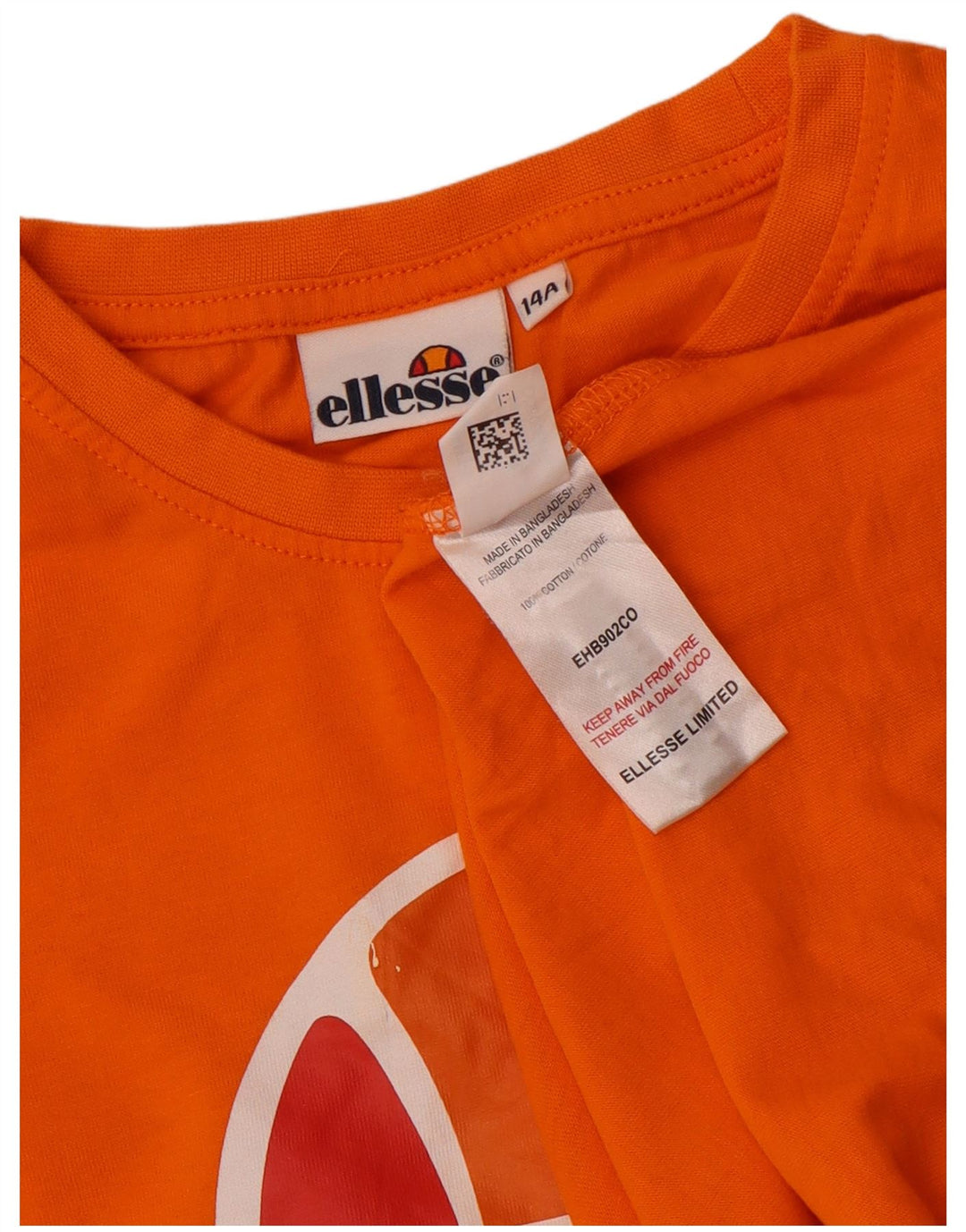 Maglietta grafica da bambino Ellesse a maniche lunghe 13-14 anni in cotone arancione