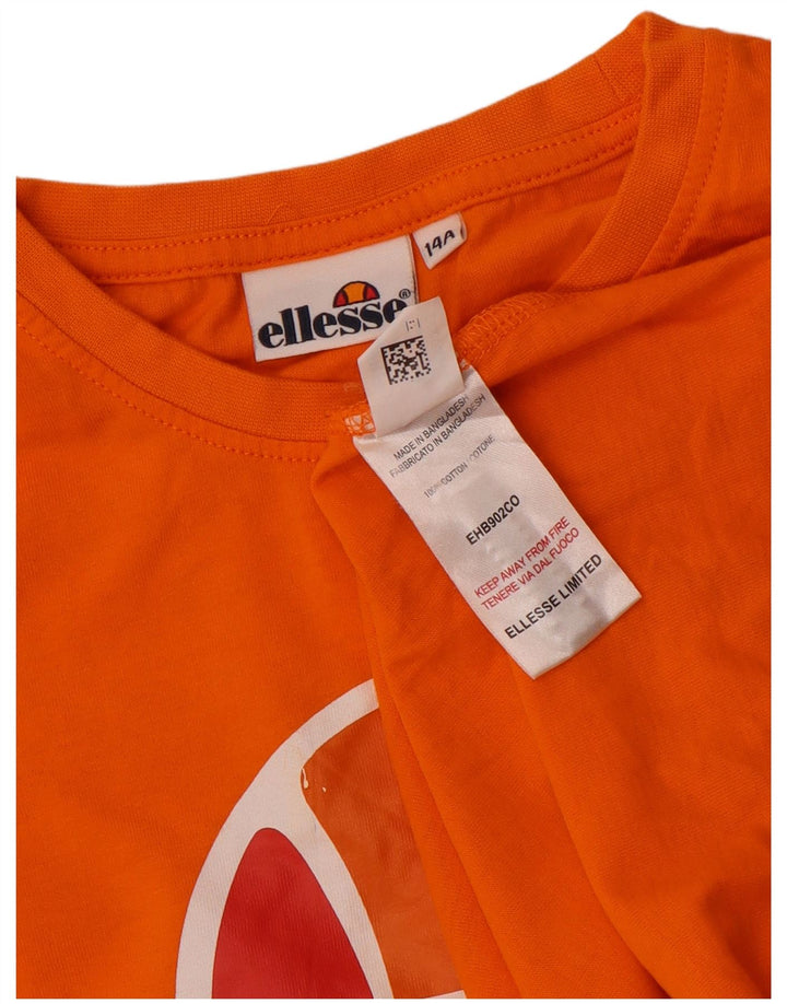 Maglietta grafica da bambino Ellesse a maniche lunghe 13-14 anni in cotone arancione