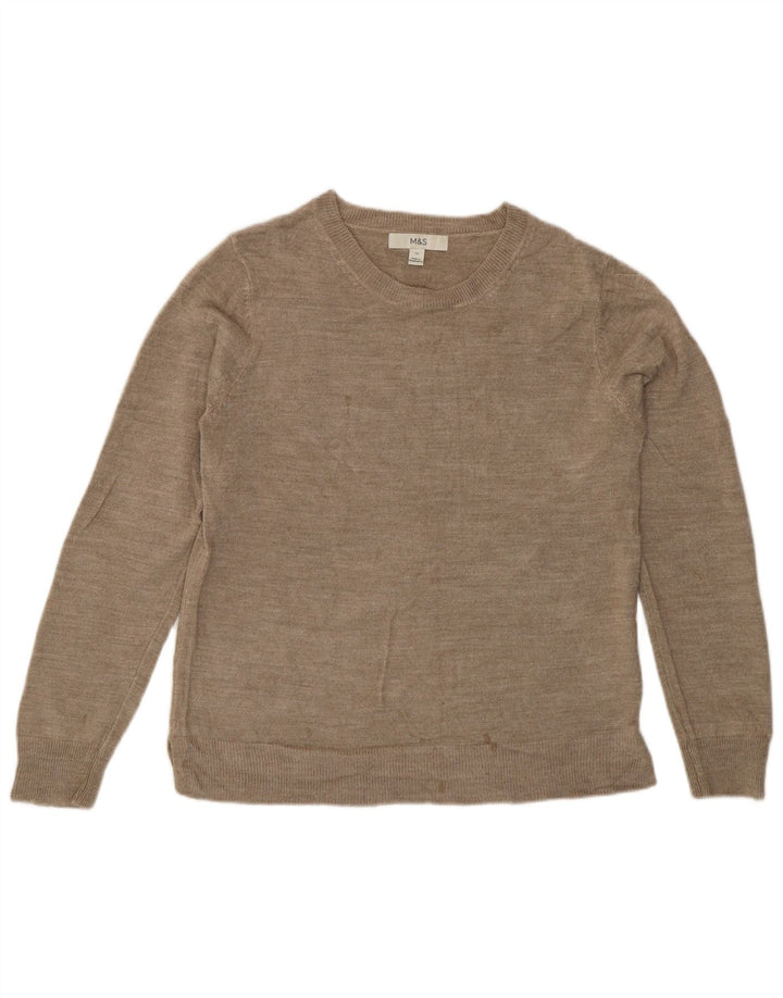 Maglione maglione con scollo a barca da donna Marks & Spencer UK 12 Acrilico beige medio