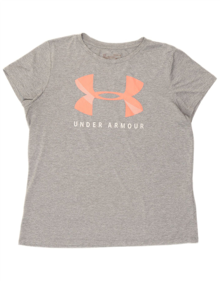 Maglietta grafica da donna Under Armour Top UK 18 XL Poliestere chiazzato grigio
