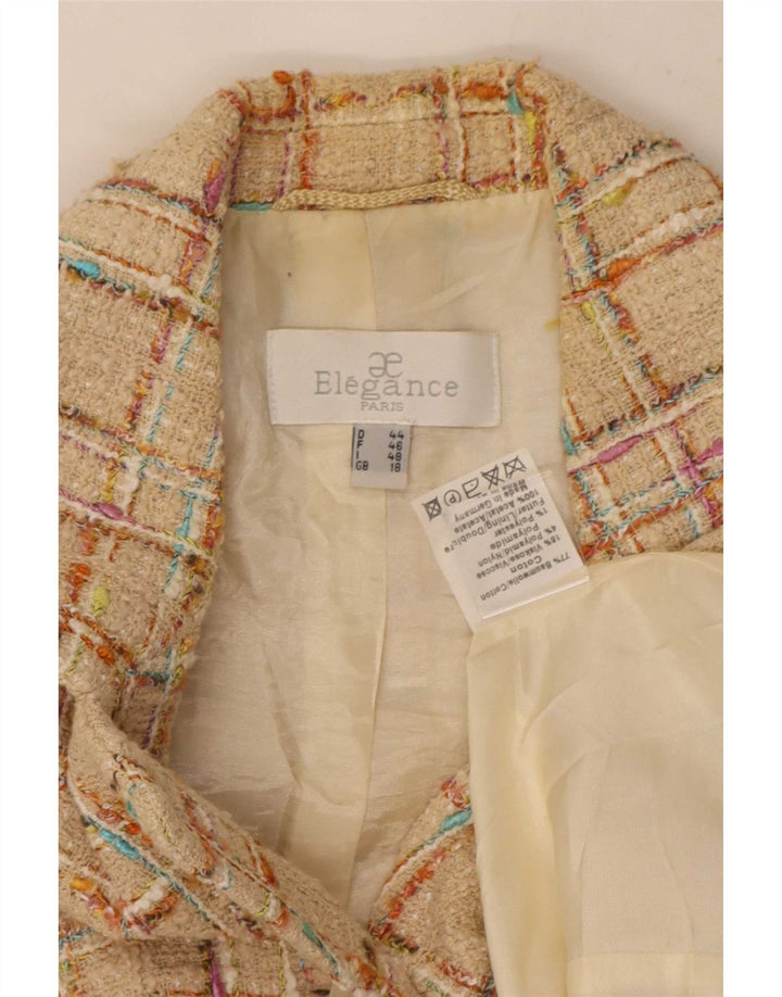 Giacca blazer a 6 bottoni da donna Elegance UK 18 XL Cotone a quadri beige