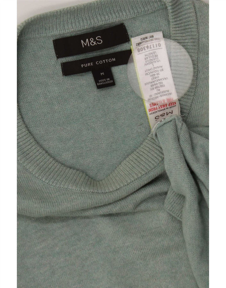 Maglione da uomo con scollo a barca Marks & Spencer in cotone verde medio
