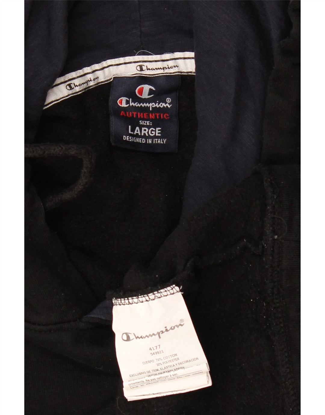 Maglione con cappuccio grafico da uomo CHAMPION grande in cotone nero