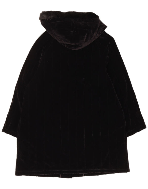 Cappotto imbottito in velluto con cappuccio da donna Club Voltaire UK 18 XL cotone nero