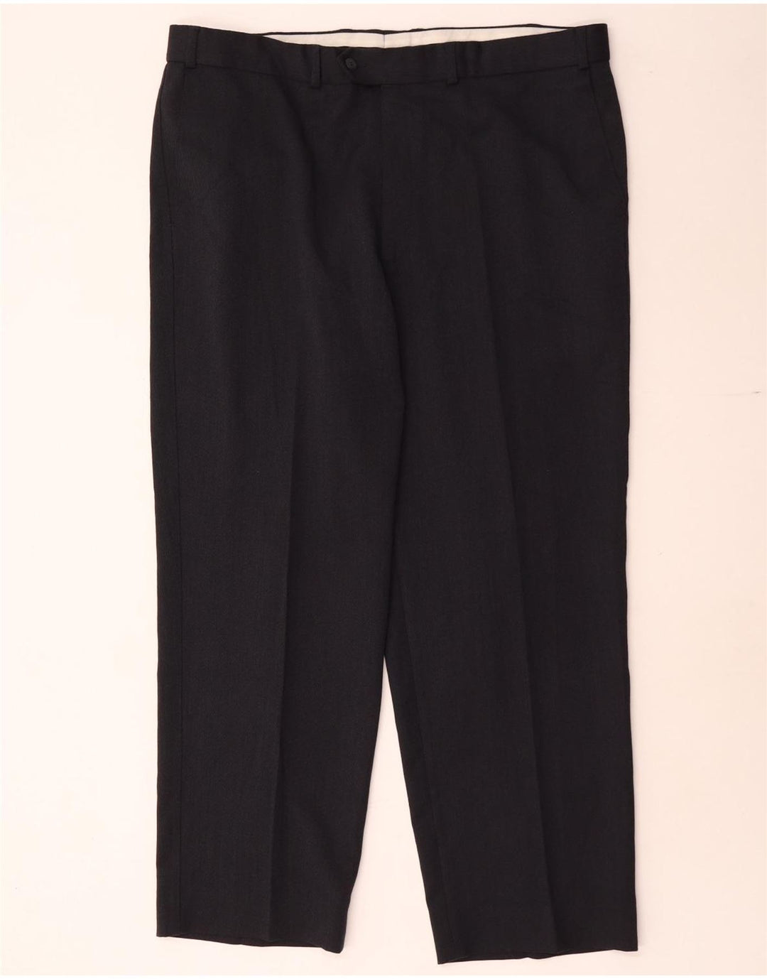Pantaloni da abito dritti da uomo Marks & Spencer W40 L29 poliestere blu navy
