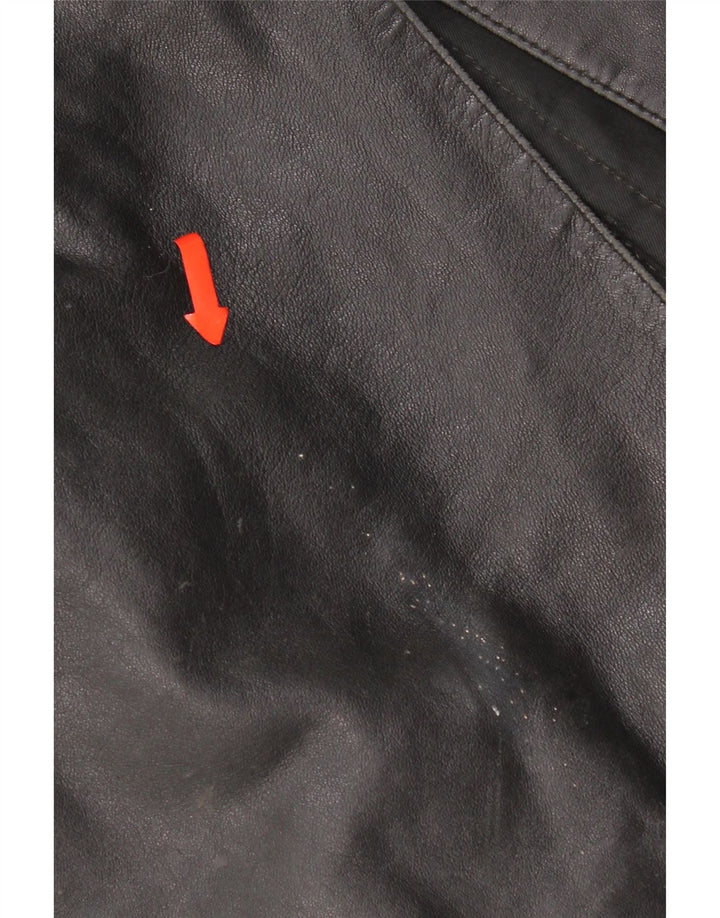 Giacca in pelle vintage da donna UK 16 grande in pelle nera