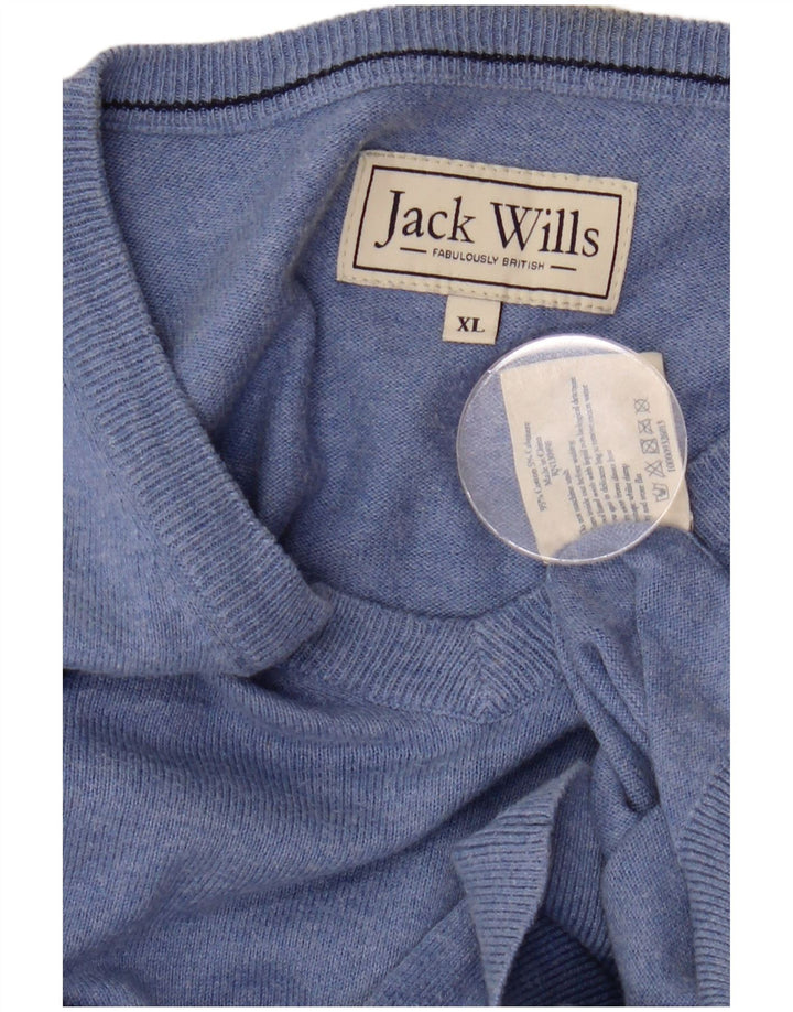 JACK WILLS Maglione da uomo con scollo a V XL in cotone blu