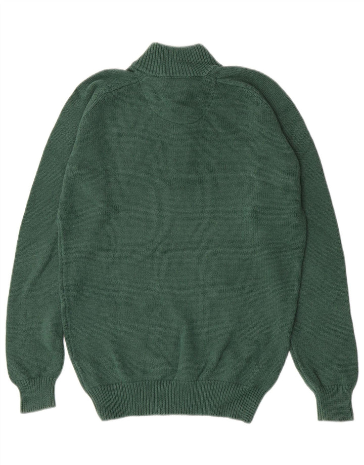 Massimo Dutti Maglione da uomo con bottoni e collo grande in cotone verde