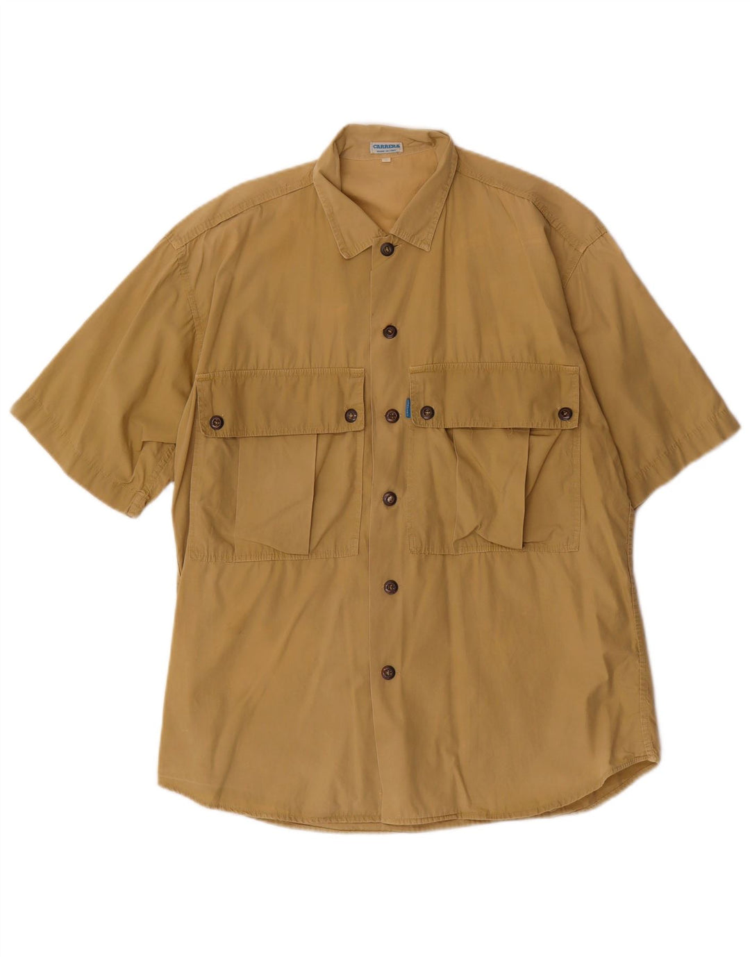 Camicia a maniche corte da uomo Carrera piccola in cotone beige
