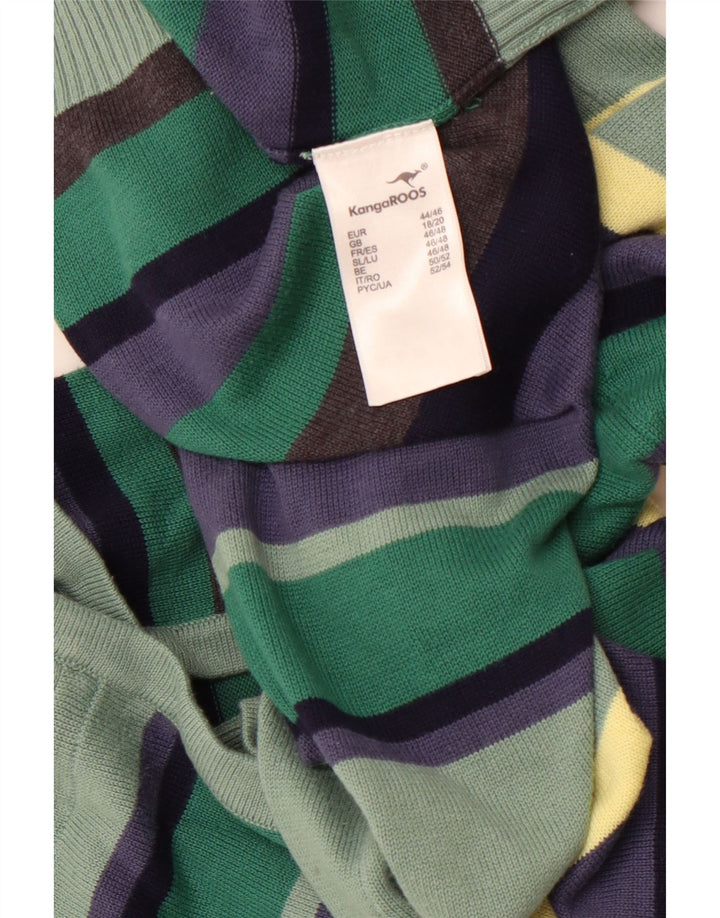 KANGAROOS Maglione cardigan con cappuccio da donna UK 18/20 XL a righe multicolore