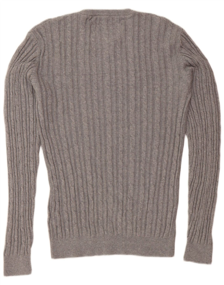 JACK WILLS Maglione girocollo da uomo piccolo in cotone grigio