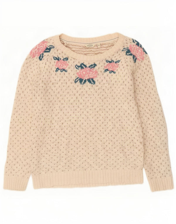 Fat Face Donna Maglione con scollo a barca Maglione UK 10 Piccolo floreale bianco sporco