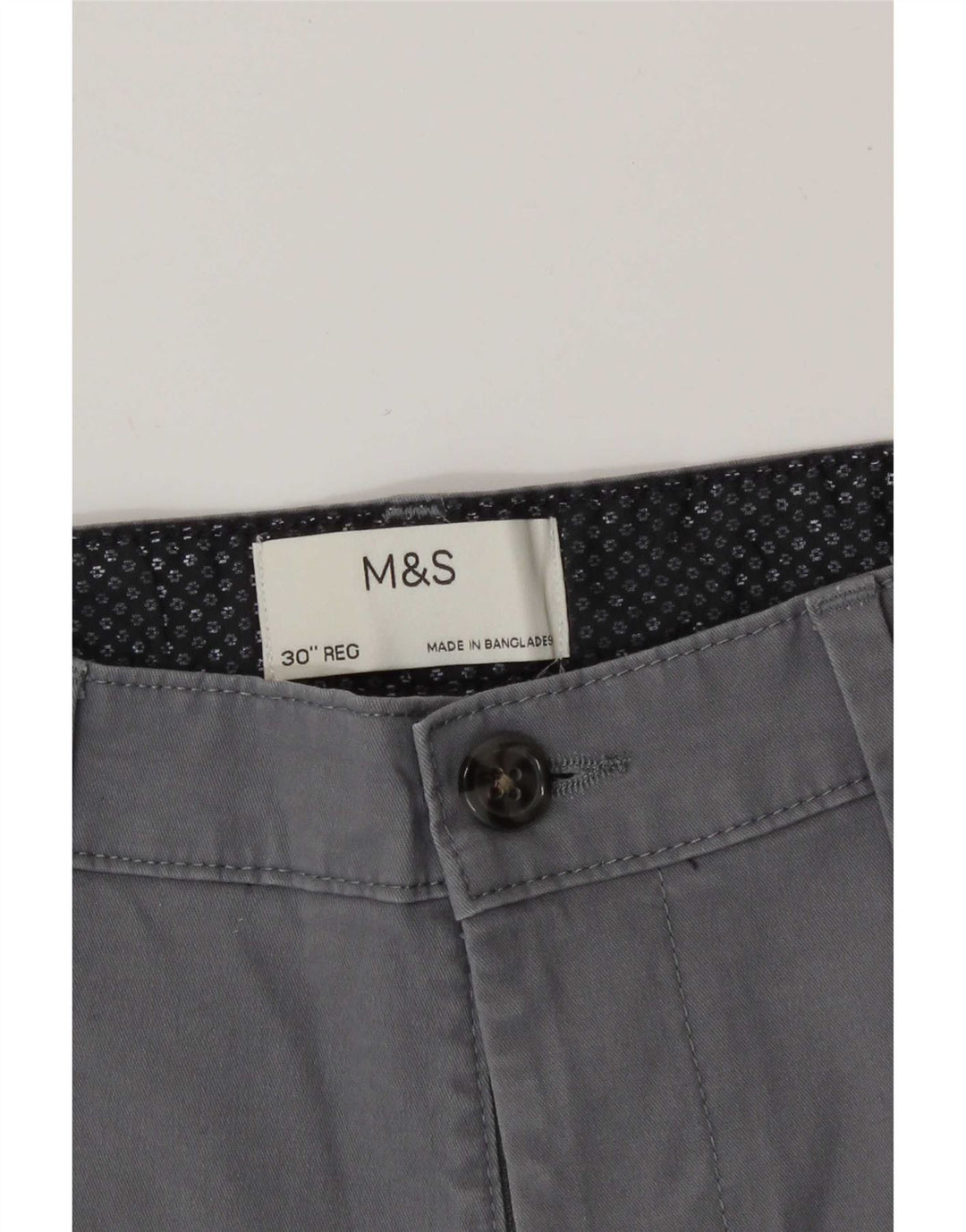 Pantaloncini chino da uomo Marks & Spencer medi W30 cotone grigio