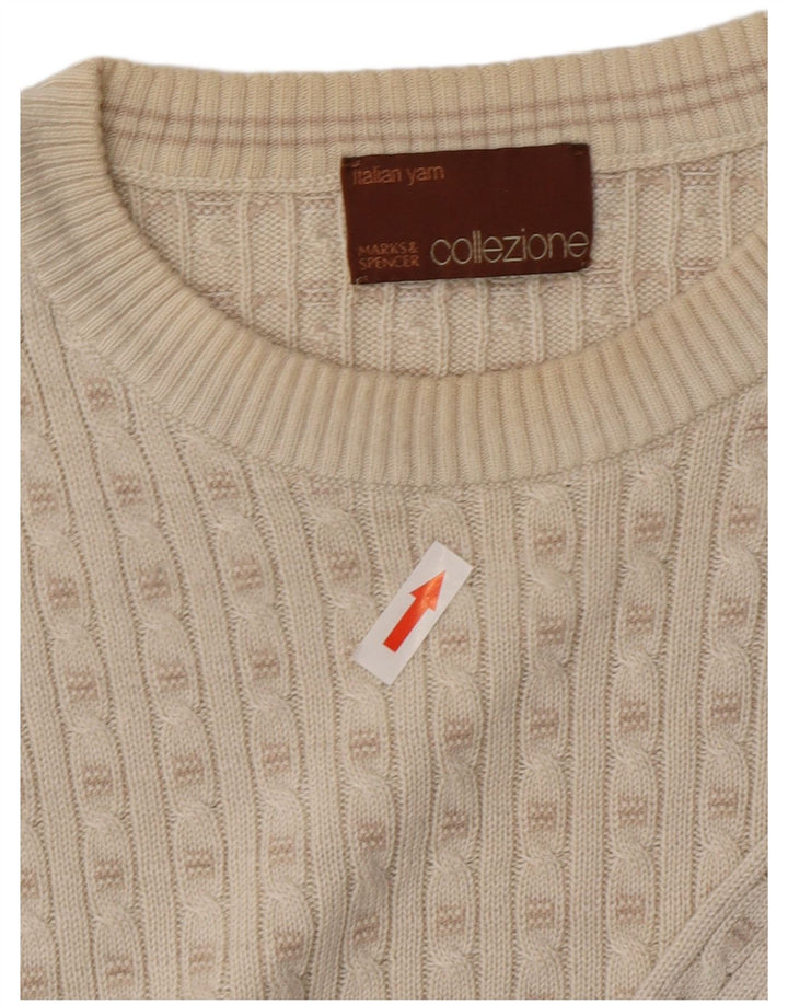 Maglione maglione girocollo da uomo Marks & Spencer medio acrilico bianco sporco