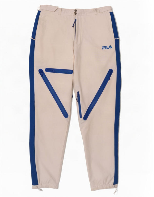 Pantaloni da sci Fila da uomo in nylon color block bianco medio