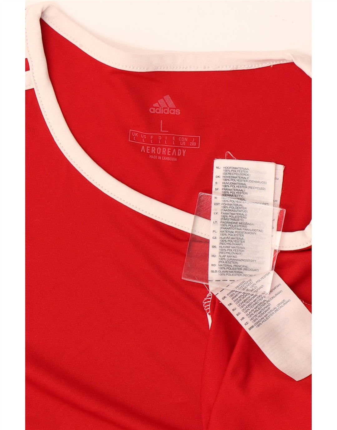 ADIDAS Mens Aeroready Graphic T-Shirt Top Large Red Colourblock Polyester