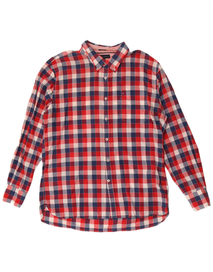 Camicia personalizzata da uomo Tommy Hilfiger XL in cotone a quadretti rosso