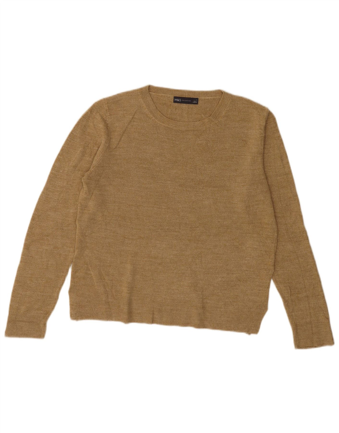 MARKS & SPENCER Womens Boat Neck Jumper Sweater UK 14 Medium Beige Acrylic