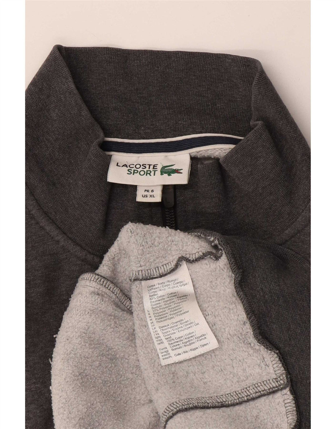 Giacca da ginnastica da uomo Lacoste taglia 6 XL in cotone grigio