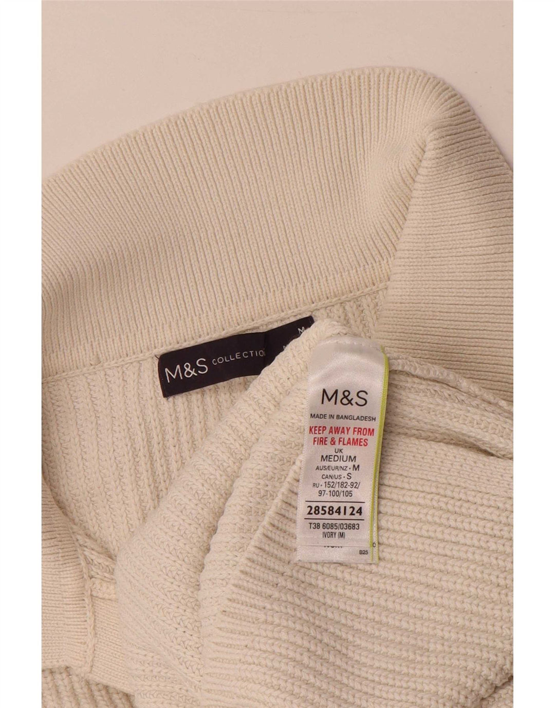 Marks & Spencer Donna Oversize UK 14 Medio Cotone Bianco Sporco