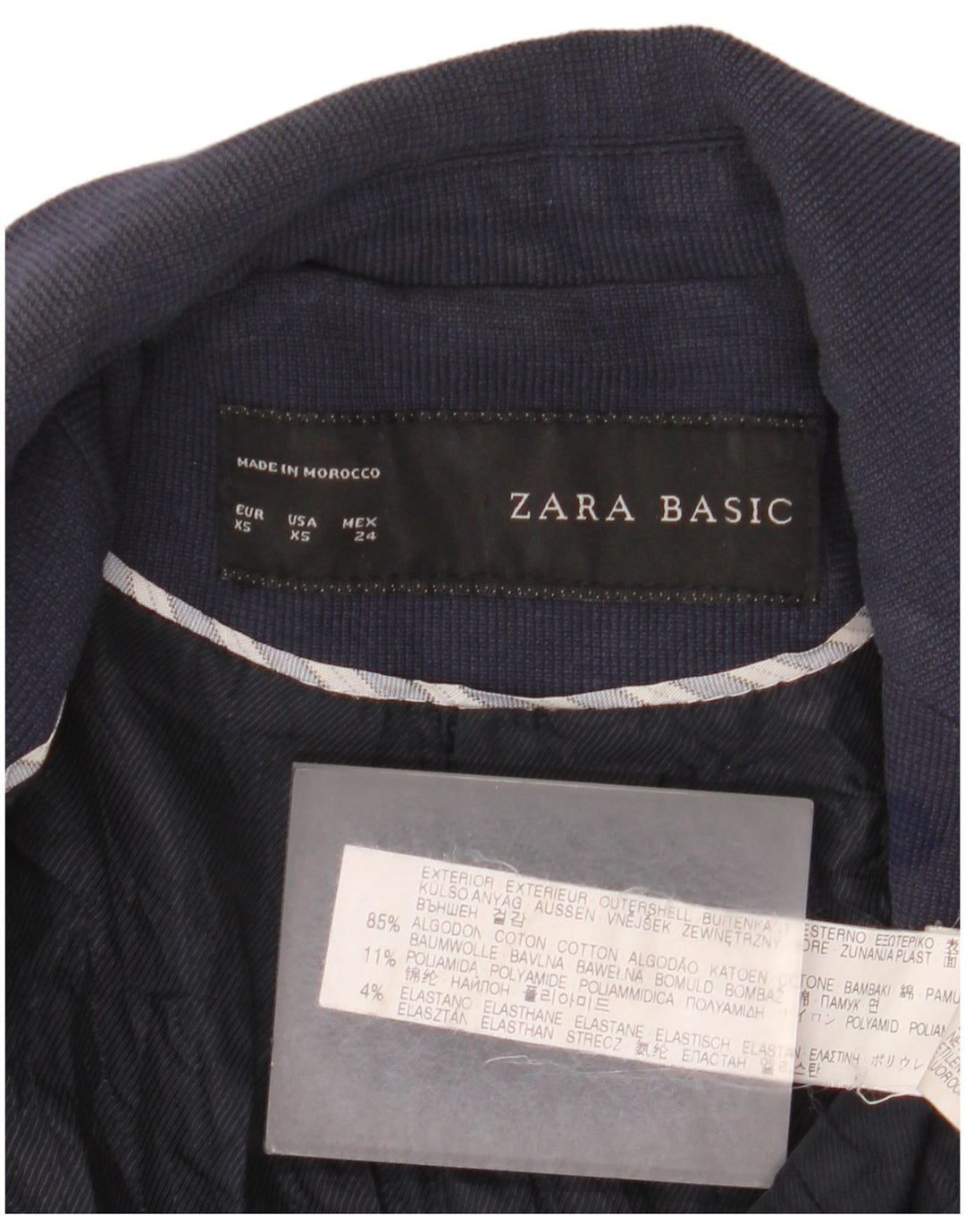 Giacca blazer a 1 bottone da donna Zara UK 6 XS cotone blu navy