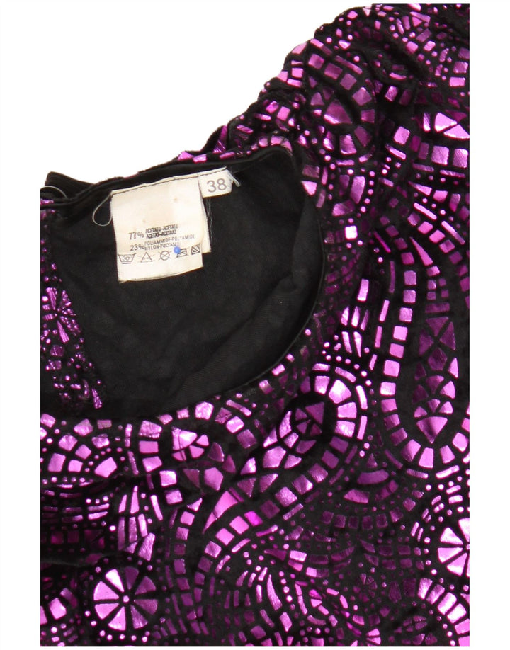 Camicetta oversize da donna vintage top EU 38 Acetato Paisley viola medio