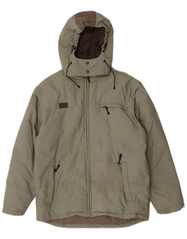 Giacca imbottita con cappuccio Fila da uomo UK 40 Large Khaki Poliammide