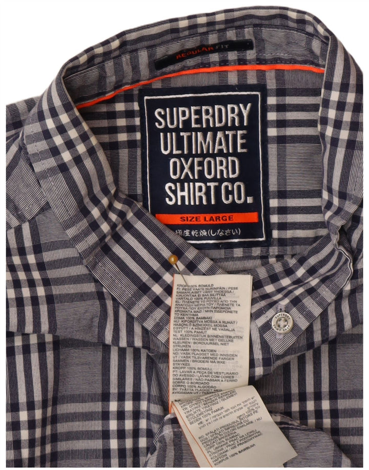 Camicia da uomo Regular Fit Superdry, cotone a quadri blu grandi