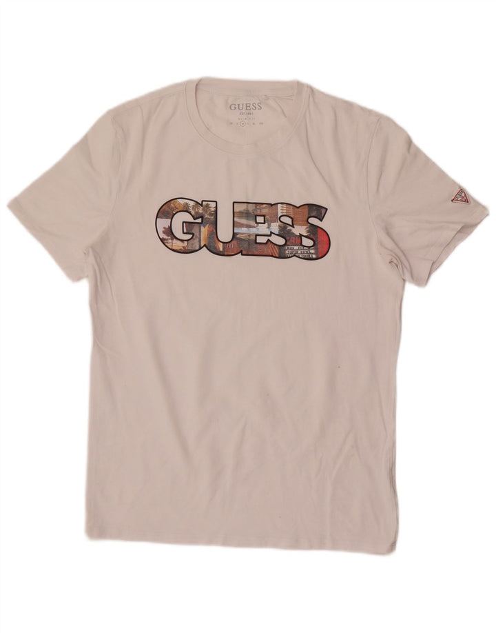 T-shirt grafica da uomo slim fit Guess, colore bianco medio