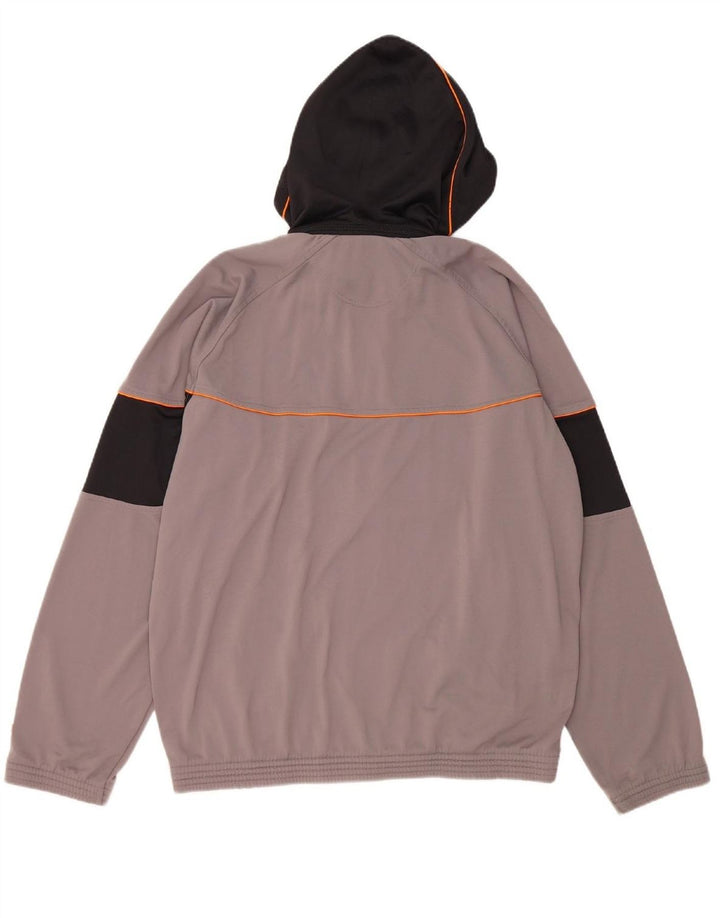 CHAMPION Mens Hooded Tracksuit Top Jacket Large Grey Colourblock