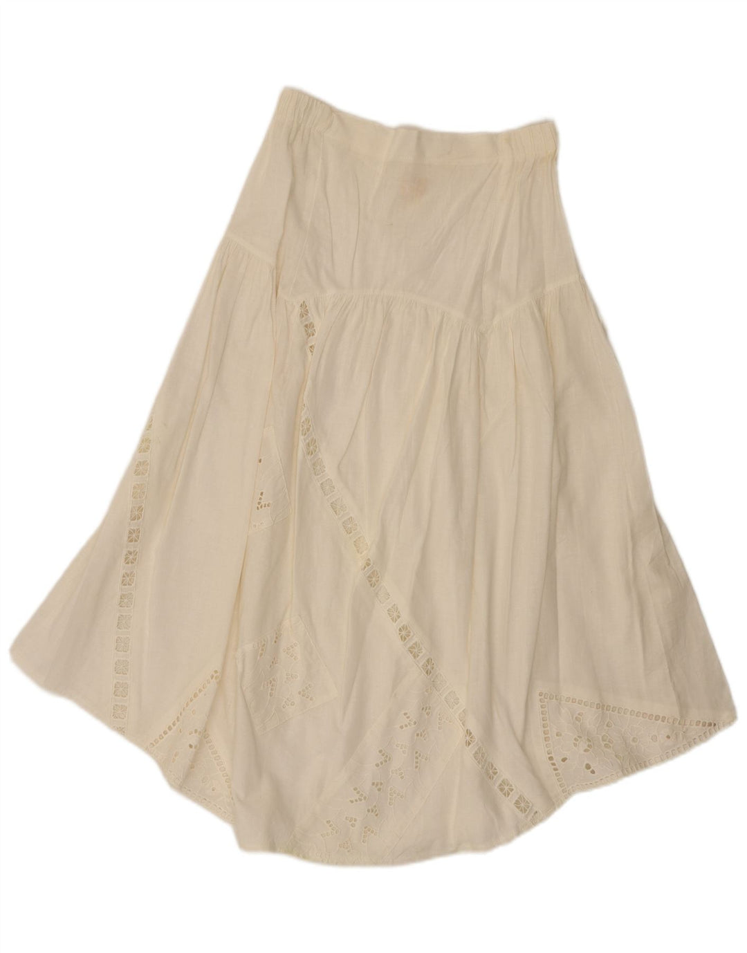 Gonna Svasata a Vita Alta Misura Donna W28 Cotone Bianco Medio