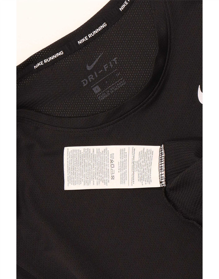T-shirt Nike Dri Fit da donna Top UK 10 Small Nero Poliestere