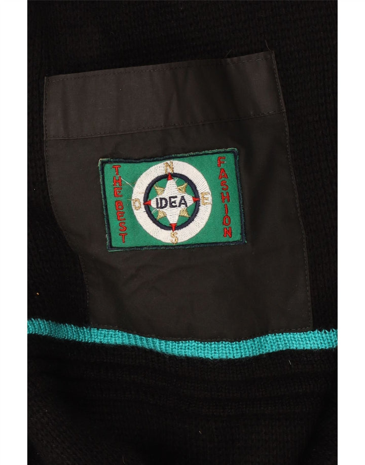 Idea Maglione da uomo con collo a scialle grande color block nero
